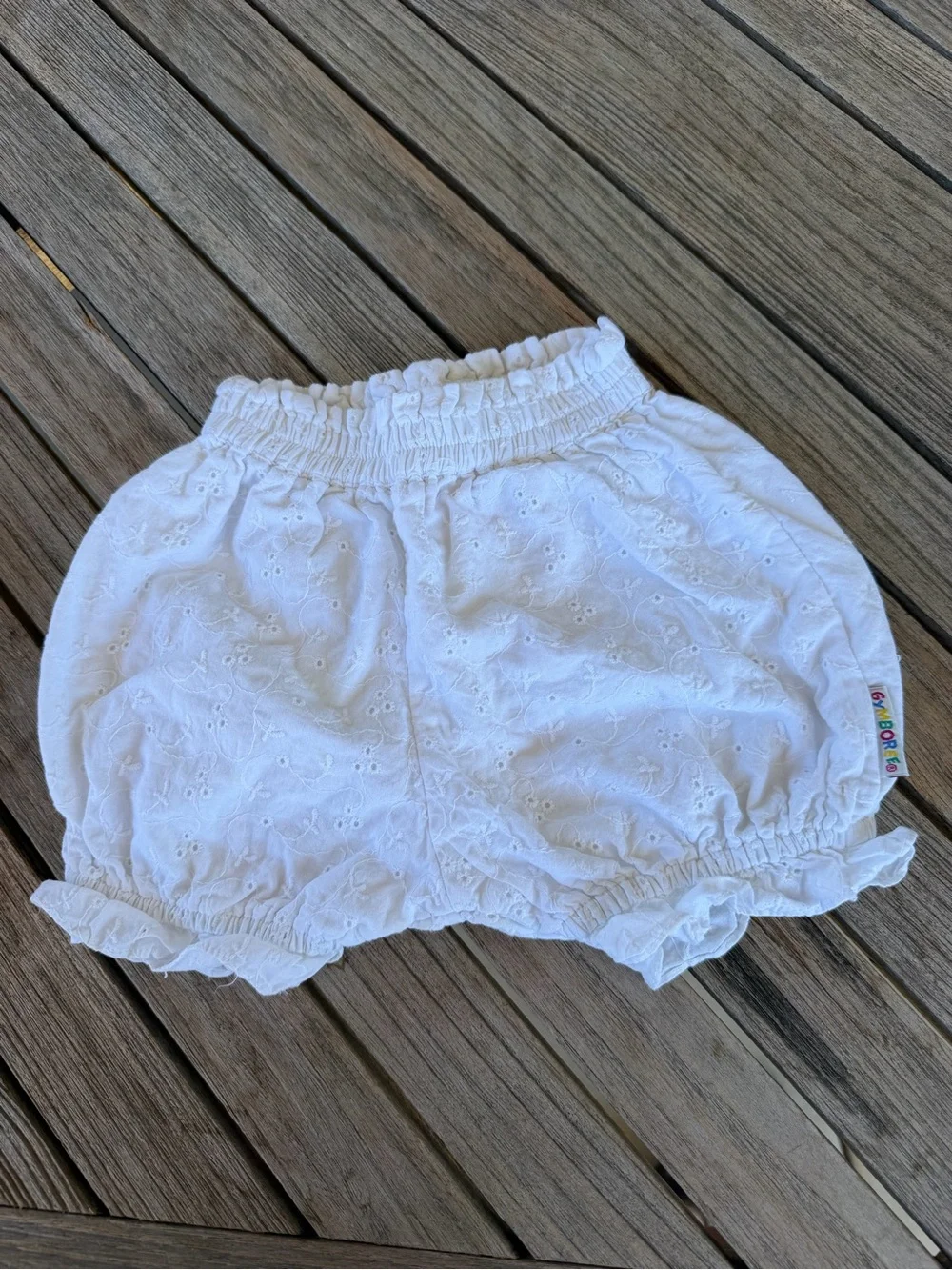 Vintage Gymboree Rainbow Tag White Eyelet Lace Bubble Bloomer Shorts X-Small GUC